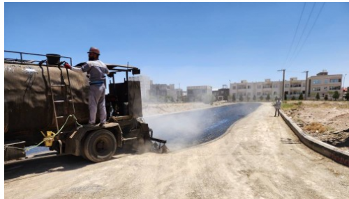 Start of road paving operations.